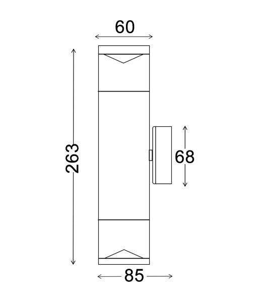 WALL GU10 X 2 (Max 35W HAL) PILLAR UP/DN ALU TITANIUM PHARE02G CLA Lighting