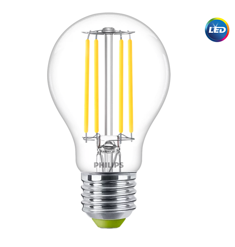 MASTER Ultra Efficient LED bulb
MAS LEDBulbND2.3-40W E27840 A60CL G EELA
Order code: 929003066502
Full product code: 871951442075500