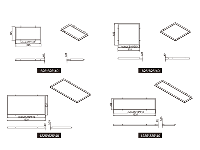 Plaster Frame 625*325*40mm To Suit 595*295mm Panel - 302005 