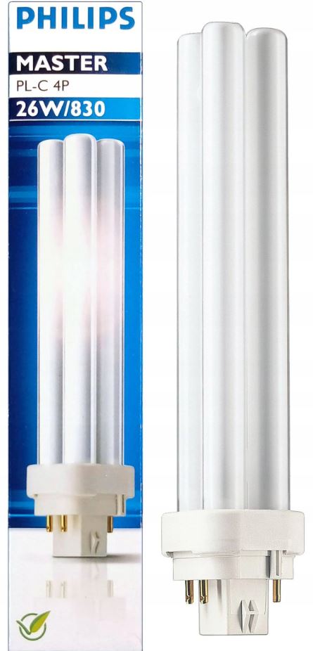 Philips Master Compact Fluorescent PLC 26W 830 G24q-3 4 Pins - PLC26W8304P