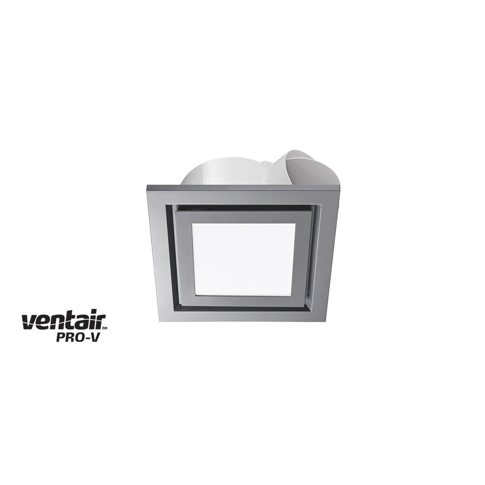 AIRBUS 200 - Premium Quality Side Ducted Exhaust Fan With 10w LED Panel (642Lm) - Extra Low Profile - Square - Silver PVPX200SSSQLED Ventair