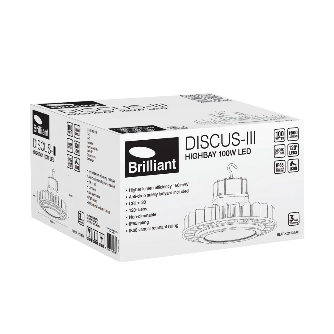 DISCUS III 100W 5000K IP65 LED HIGHBAY - BLACK - 21531/06