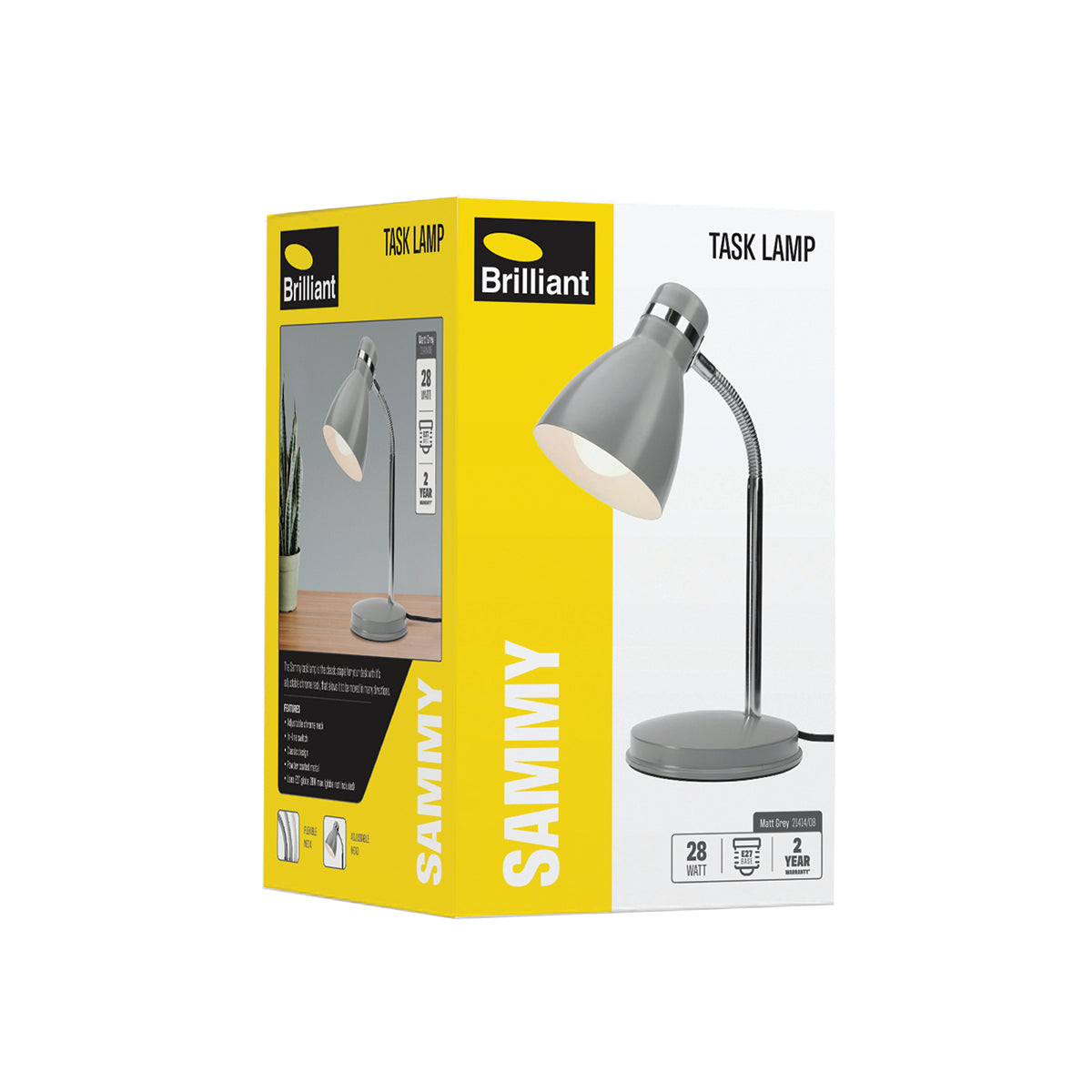  SAMMY E27 40W TASK LAMP - GREY -21414/08