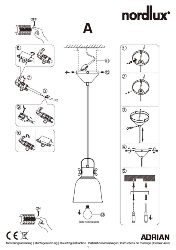 Adrian 16 Pendant Metal, Plastic Black - 48783003