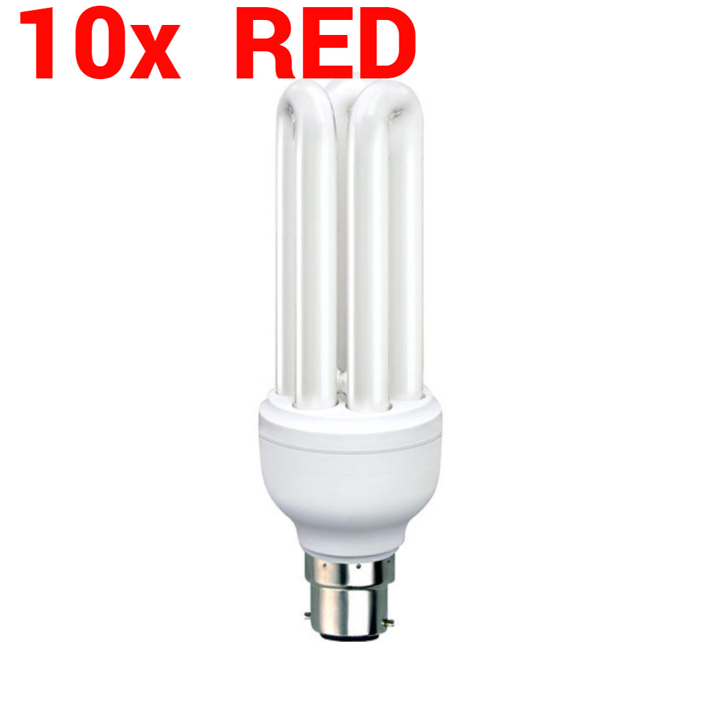 LUXMAN 10 Pack CFL Colour Pink Bayonet Cap B22 11w = 60w