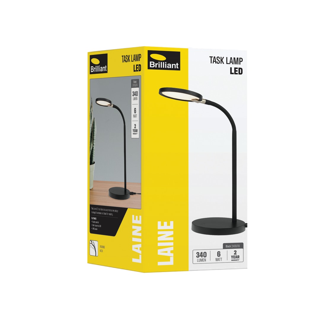 LAINE 4.5W LED TASK LAMP - BLACK - 21430/06
