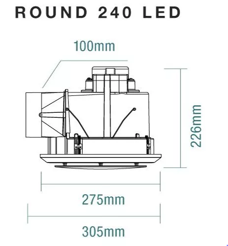Saturn Round 200mm Exhaust Fan Matt Black with 13w Tricolour LED Light - MXFSLR20M