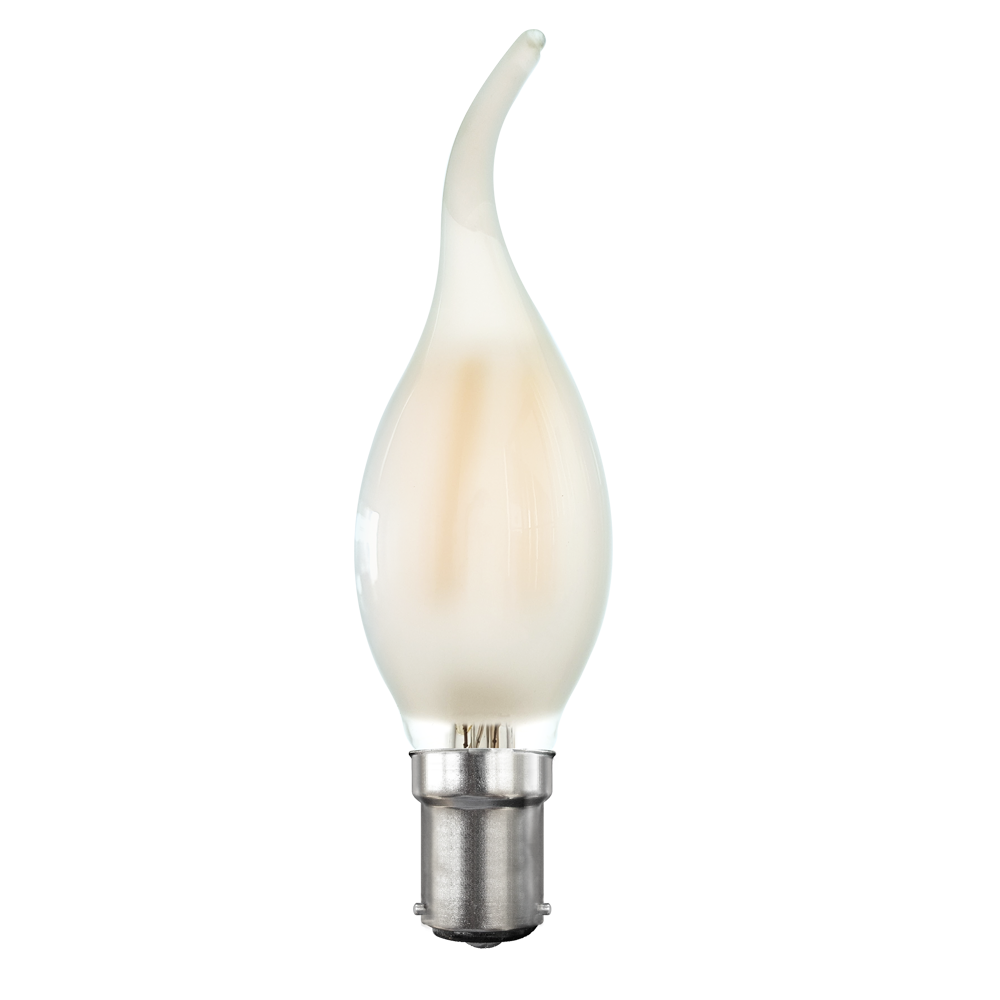 LED 4W Bent Tip Candle CF35 B15 SBC Frosted 400lm 4000k Dimmable - ELE-B154W4KDFT