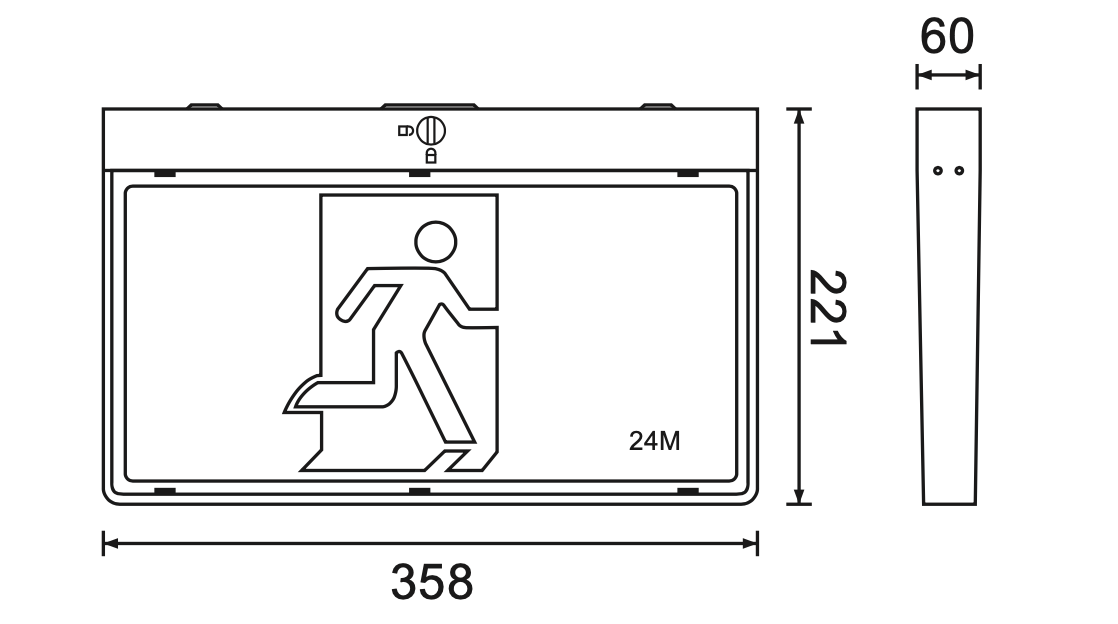 Vieway Emergency Exit Sign Viewing Distance Wall Or Ceiling Mount - 393006 