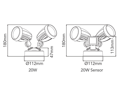 Seculite Spotlight 5000K IP54 PIR Sensor WH - 203035S
