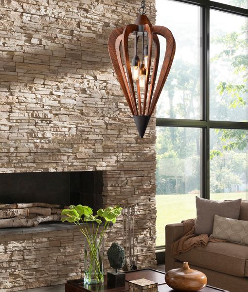 Cla Lighting Pendent 3 X ES 60W(MAX) Tuscan Coffee Cherry Wood SENORITA2 Cla Lighting