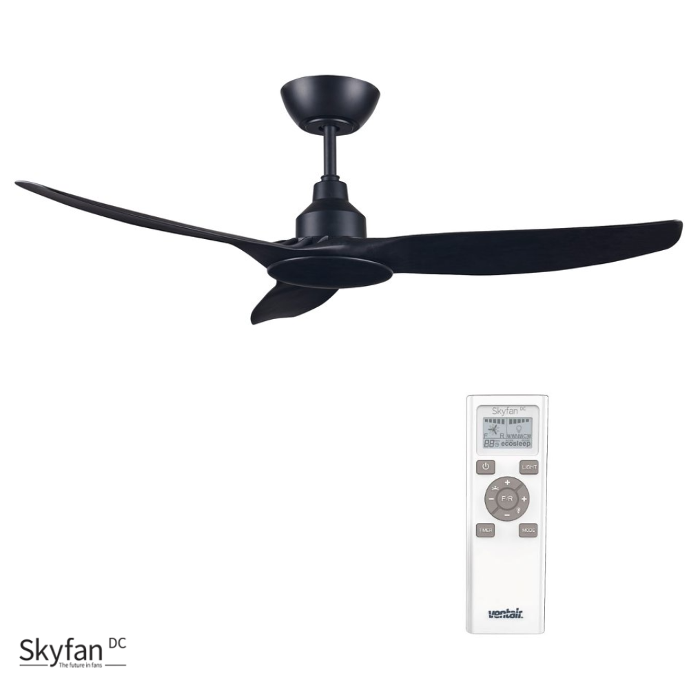 Zoom IconSupplier Logo
Black Ventair Skyfan 52" (1300mm) 3 Blade DC Ceiling Fan and Remote