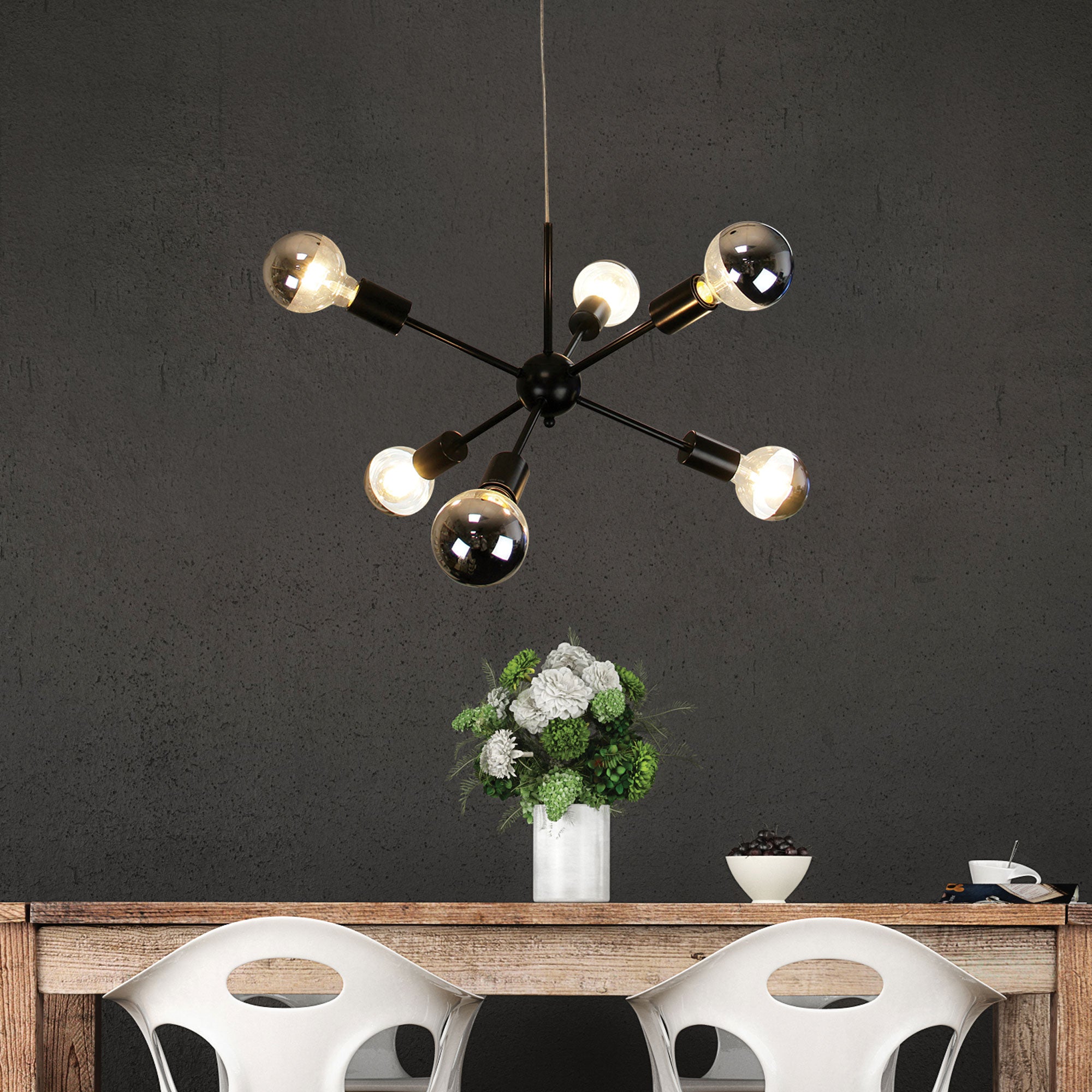 SPUTNIK.6 6-light Groovy Satellite Pendant - SL63206BK