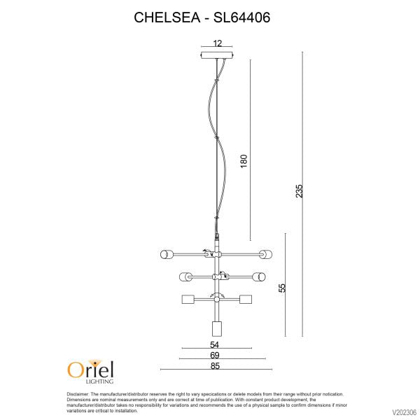 CHELSEA Black Contemporary Satellite Pendant - SL64406BK