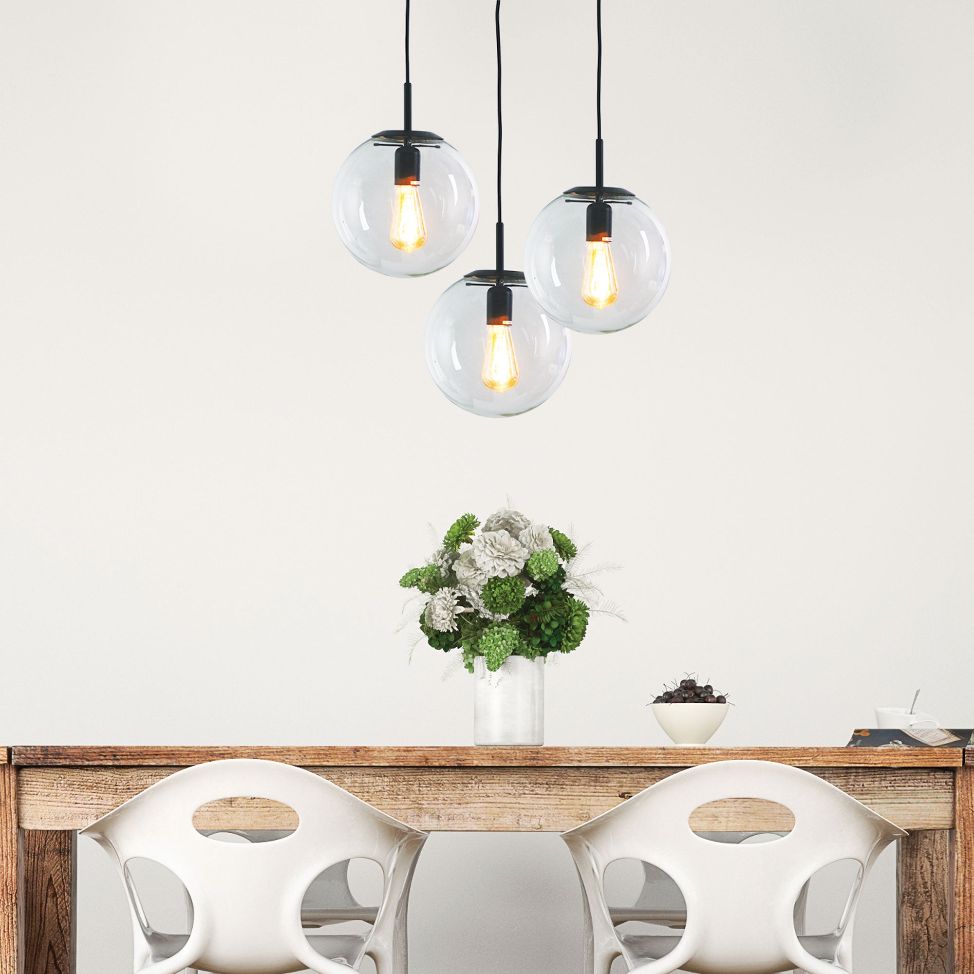 NEWTON.25 Black Matt Black and Clear Glass Pendant - SL64425BK
