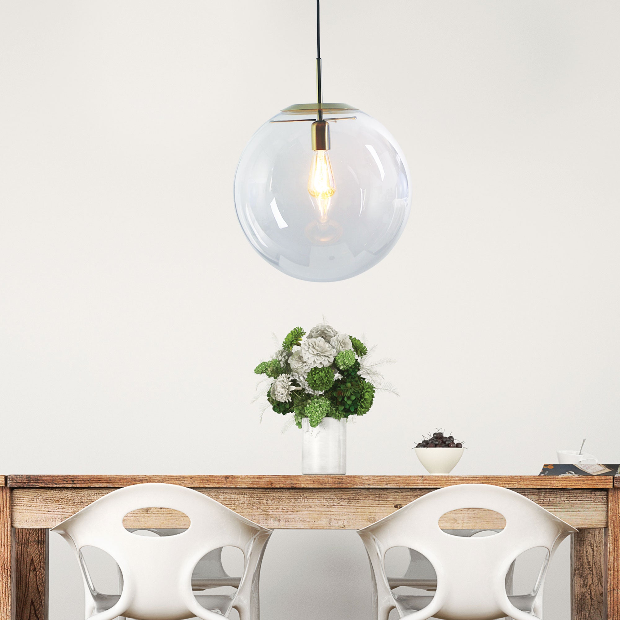 NEWTON.40 Brushed Brass Brushed Brass and Clear Glass Pendant - SL64440BB