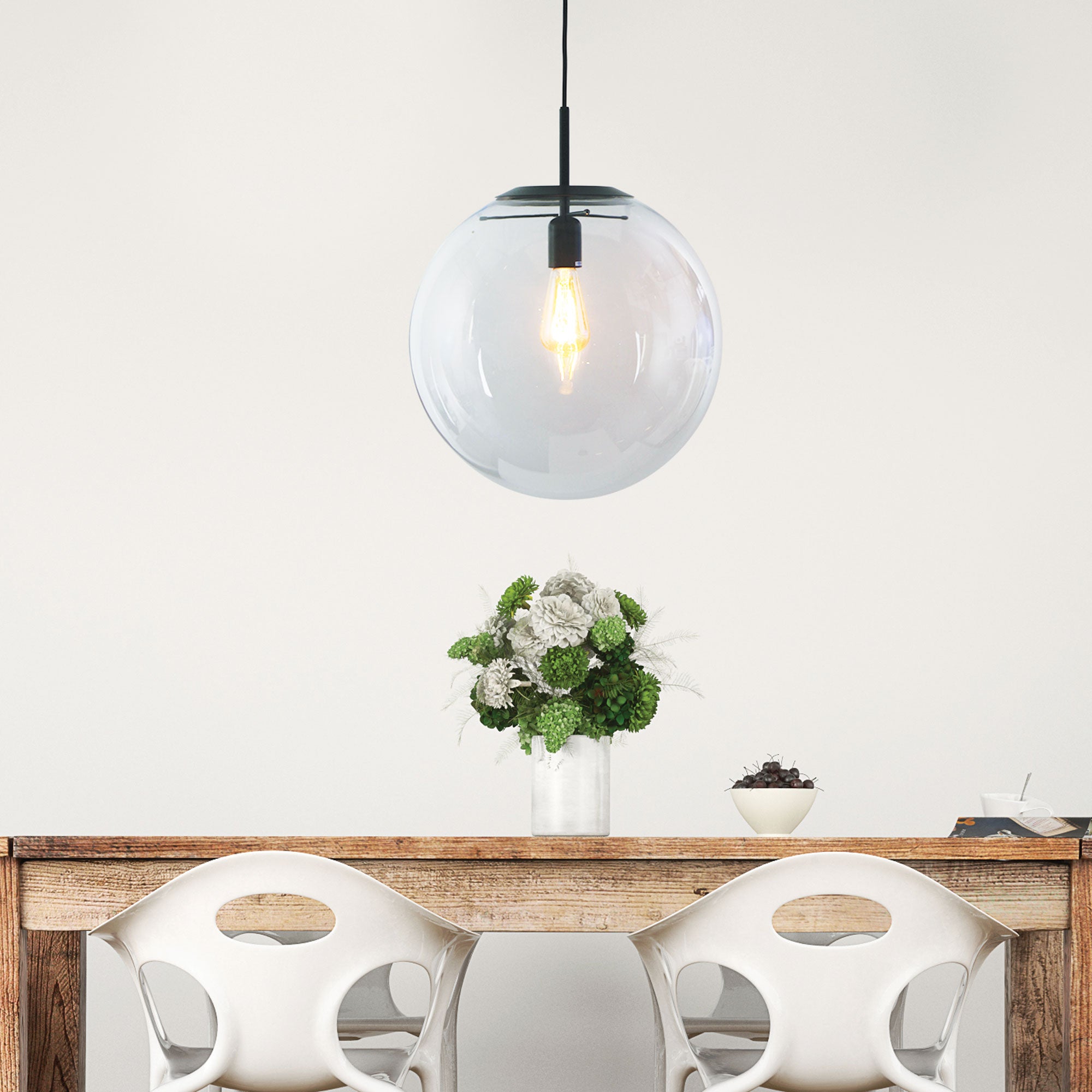 NEWTON.40 Black Matt Black and Clear Glass Pendant - SL64440BK