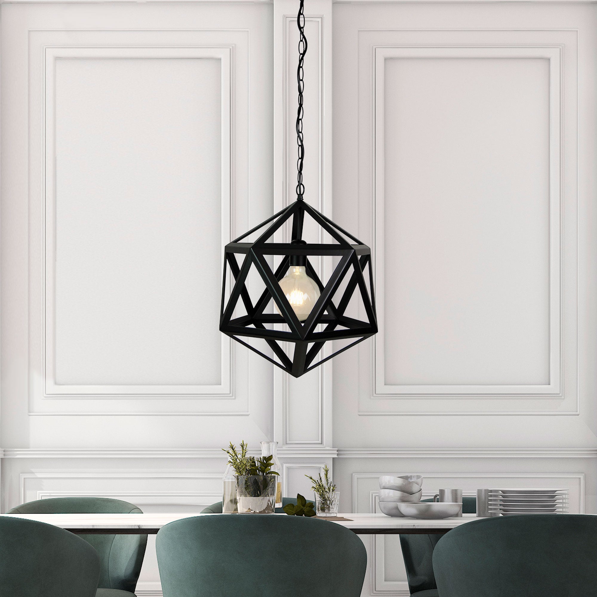 GEO 1 Geometric Single Pendant Matt Black - SL64531BK