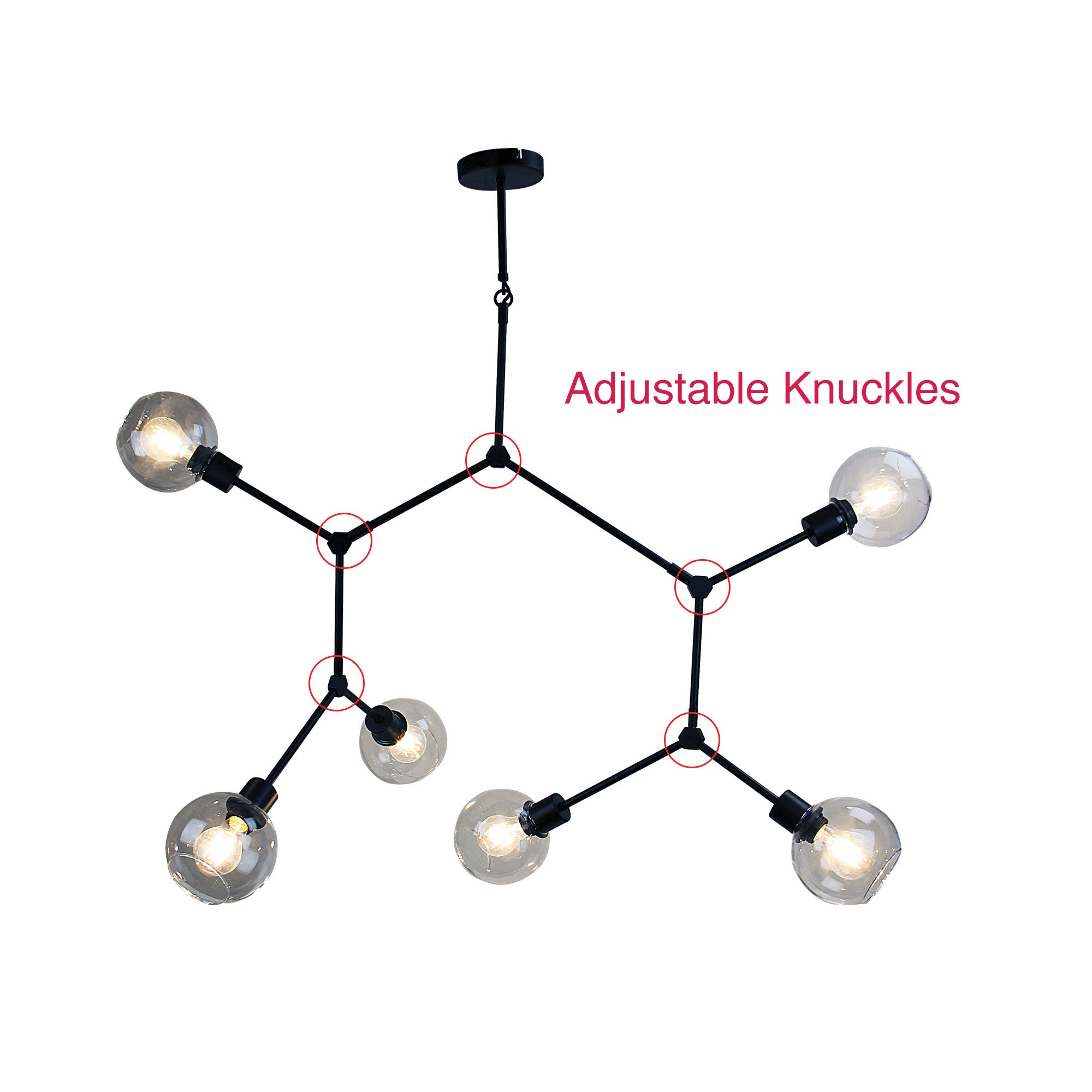 PADUA Black 170cm Contemporary Clear Glass Pendant - SL64680/6BK