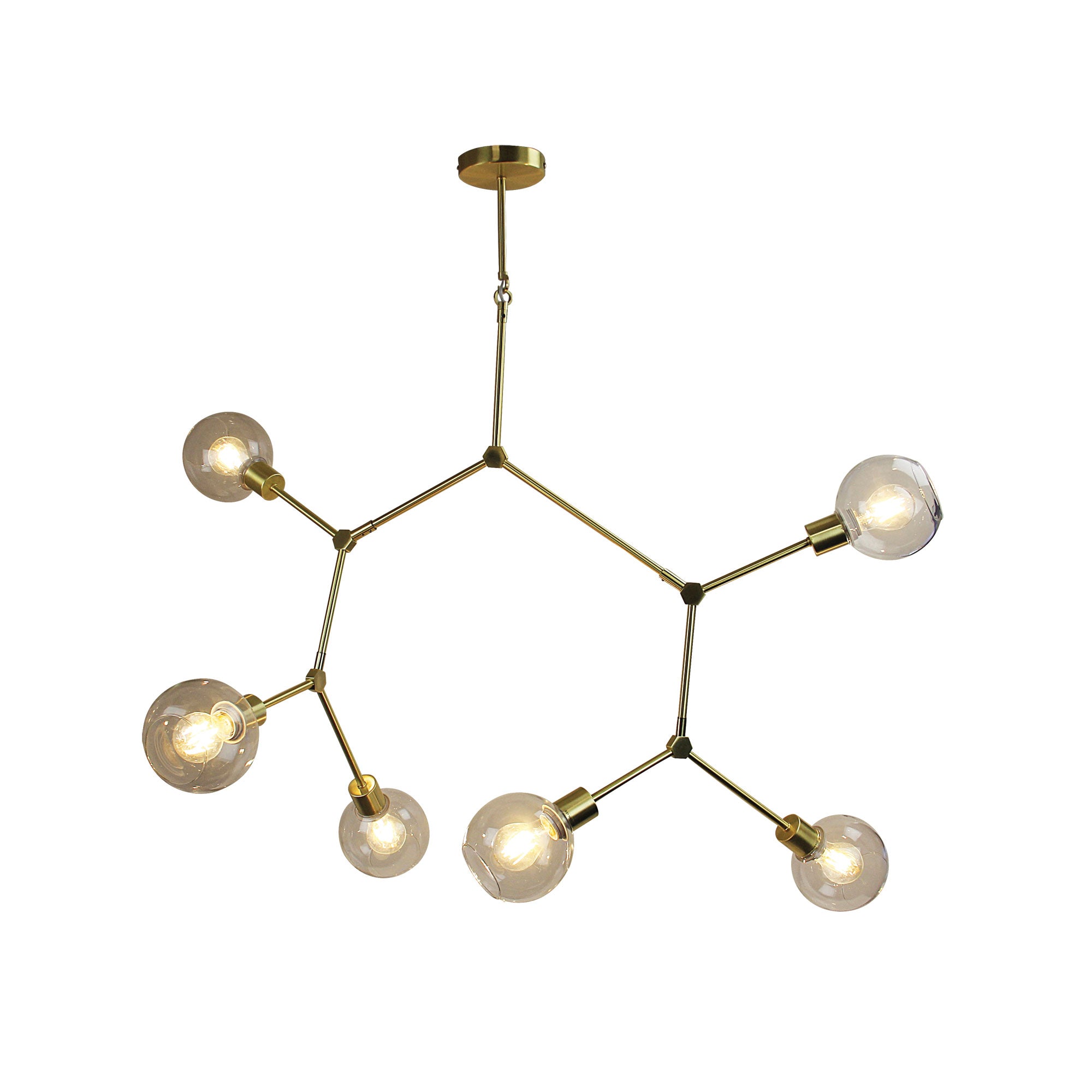 PADUA Satin Brass 170cm Contemporary Clear Glass Pendant - SL64680/6SB