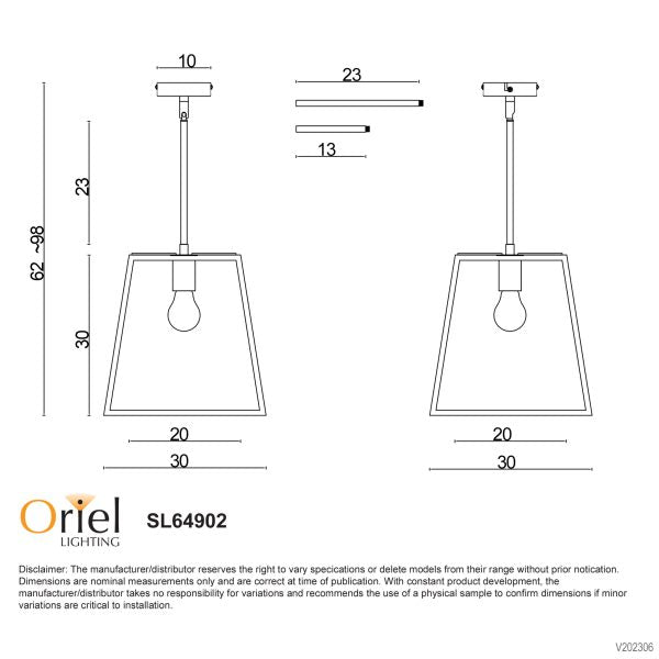 EATON 30 Single Urban Retro 30cm Pendant - SL64902BK