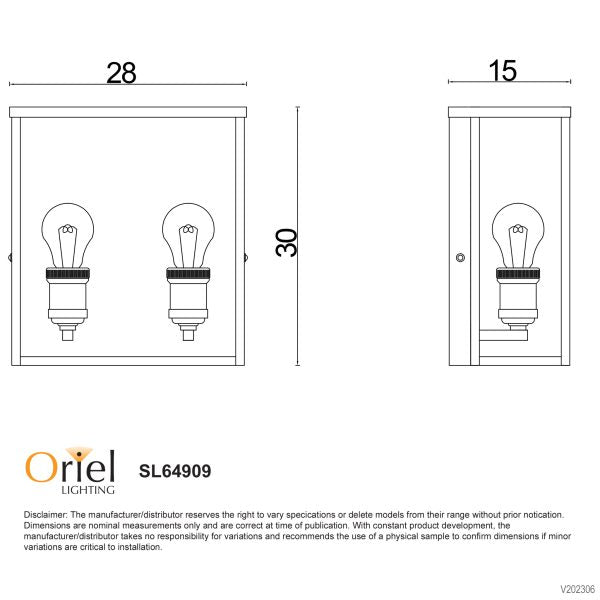 OAKLAND 2 Hamptons Style Outdoor Twin Wall Sconce - SL64909BK