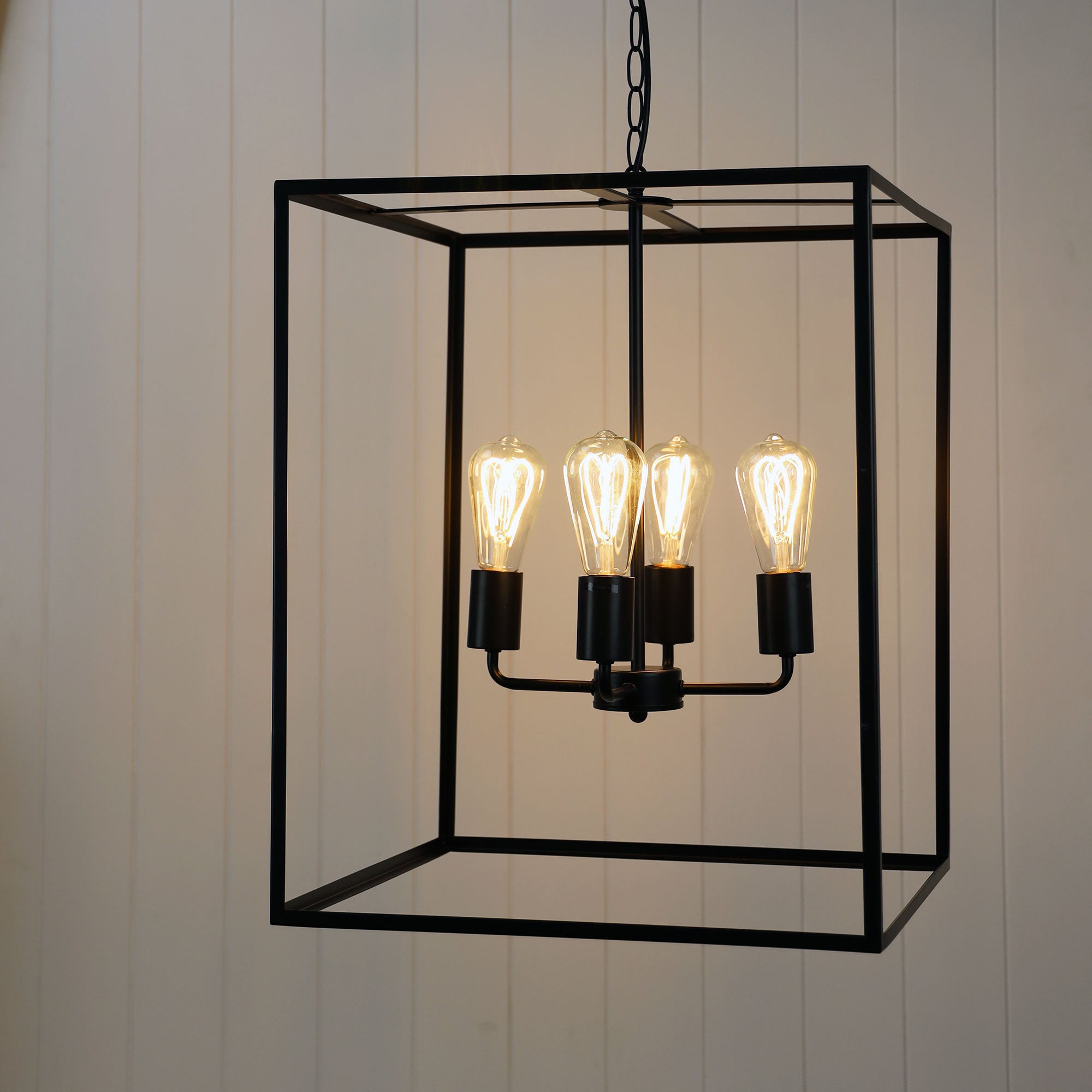 HAMPTON 4 LIGHT PENDANT BLACK no glass - SL64924BK