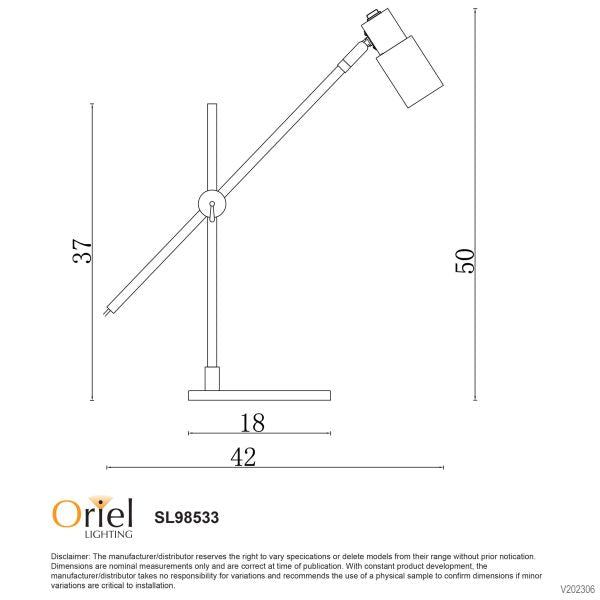 CHARLIE DESK LAMP BLACK / SATIN BRASS SL98533SB