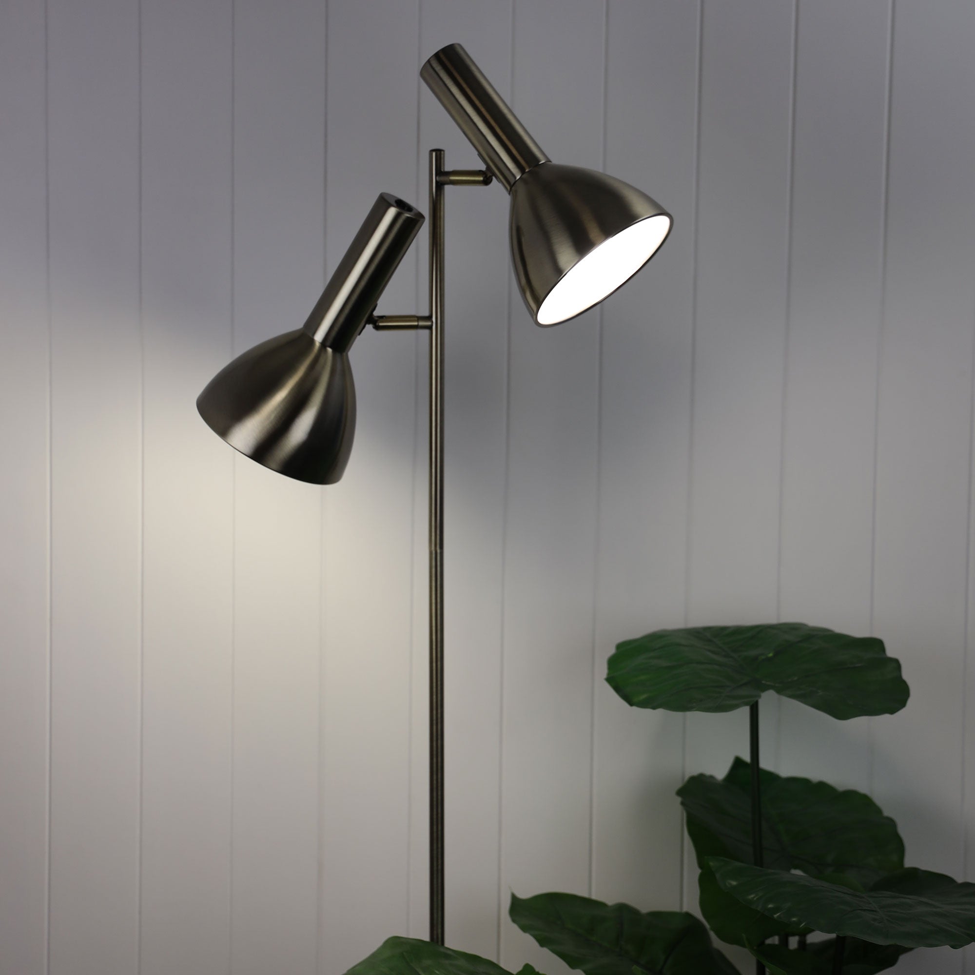 VESPA Antique Brass Mid-century Twin Floor Lamp - SL98572AB