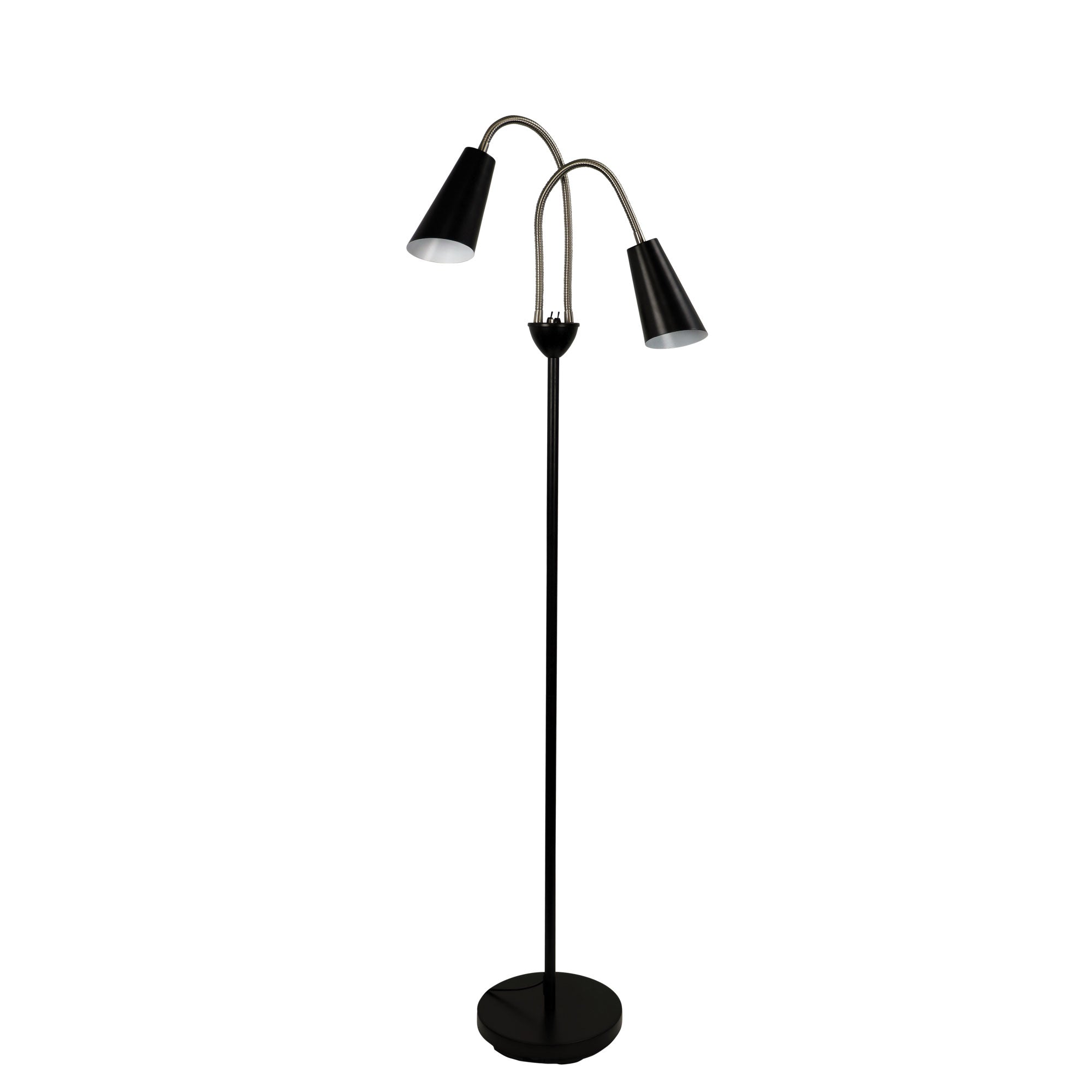 WALT TWIN FLOOR LAMP BRUSHED CHROME + BLACK - SL98812BC