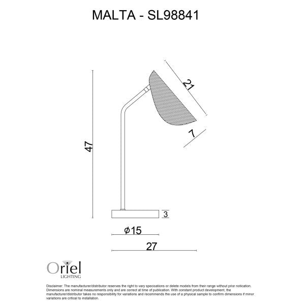 MALTA TABLE LAMP WHITE w/ RATTAN SHADE SL98841WH