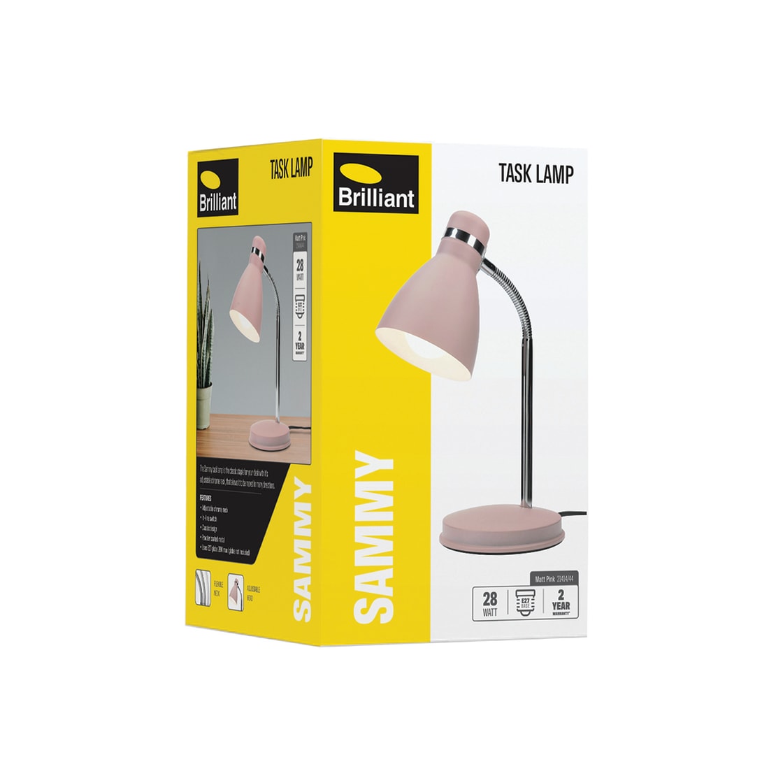  SAMMY E27 40W TASK LAMP - PINK - 21414/44