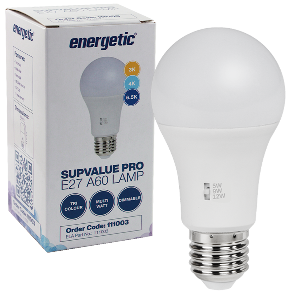 Lighting SupValue Pro A60 5W/9W/12W Tri-Colour E27 Dimmable 111003