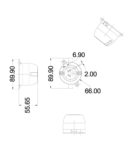 3-Pin Rear Connecting Single Surface Socket - SOCK3