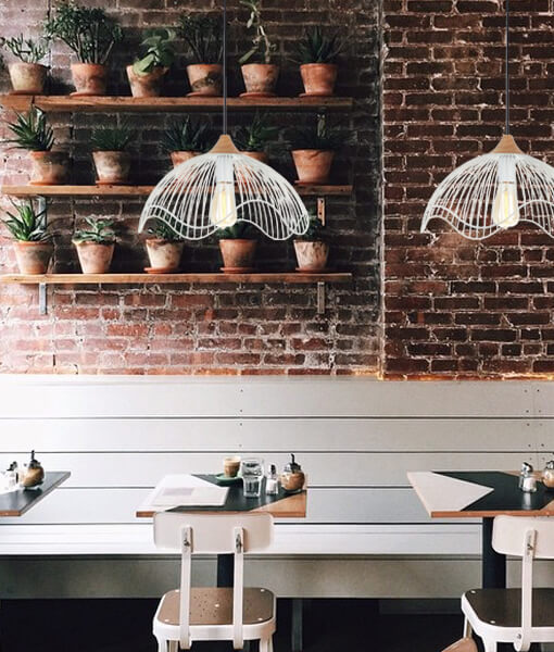 PENDENT ES 60W WHT IRON + WOOD SPIAGGIA2 Cla Lighting