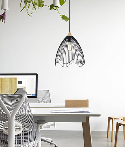  PENDENT ES 60W BLK IRON + WOOD  SPIAGGIA3 Cla Lighting