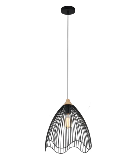  PENDENT ES 60W BLK IRON + WOOD  SPIAGGIA3 Cla Lighting