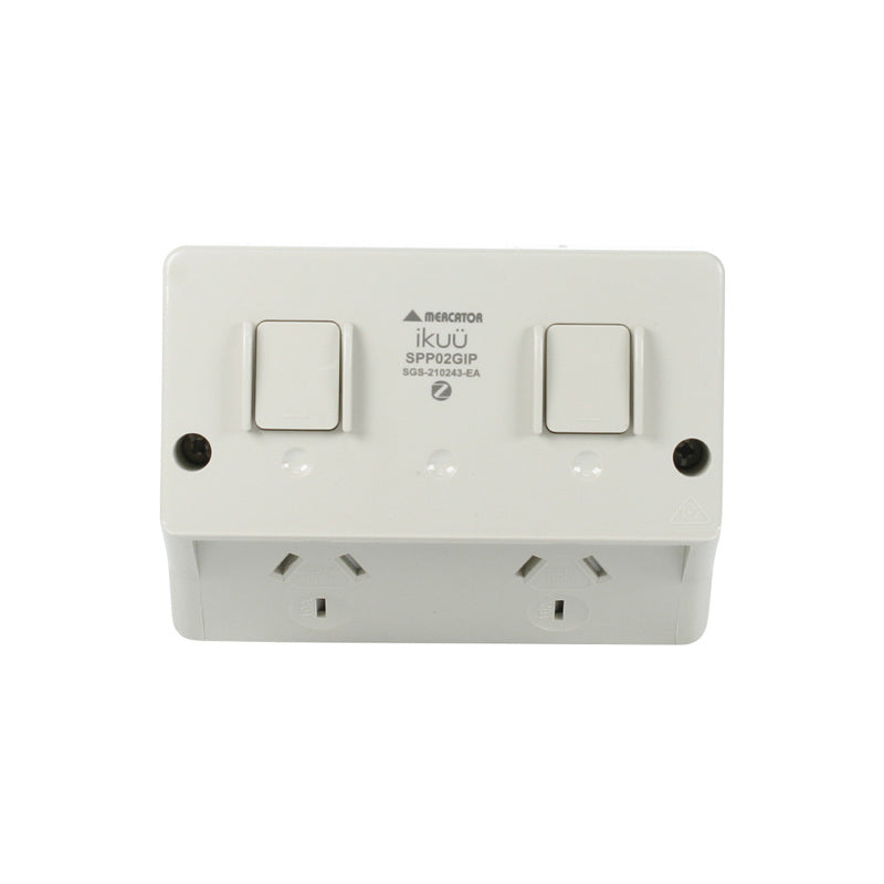 MERCATOR IKUU SPP02GIP | SMART WEATHER PROOF DOUBLE POWER POINT IP54 | ZIGBEE