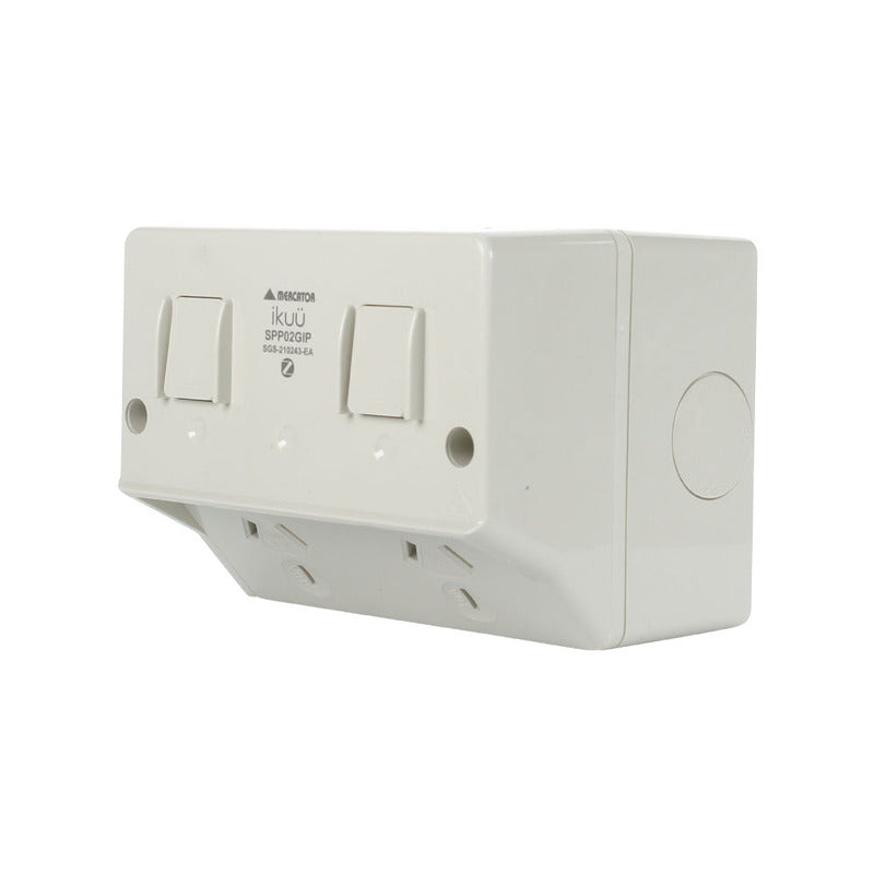 MERCATOR IKUU SPP02GIP | SMART WEATHER PROOF DOUBLE POWER POINT IP54 | ZIGBEE