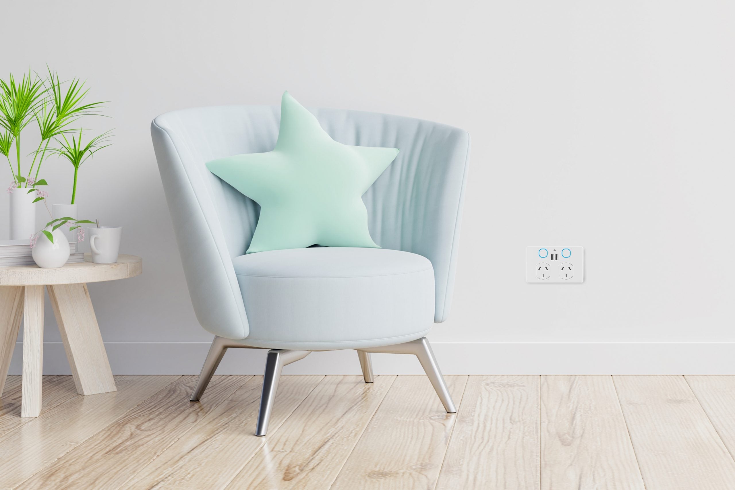 SMART DOUBLE POWER POINT WHITE WITH USB - SPPUSB02G-WIFI
