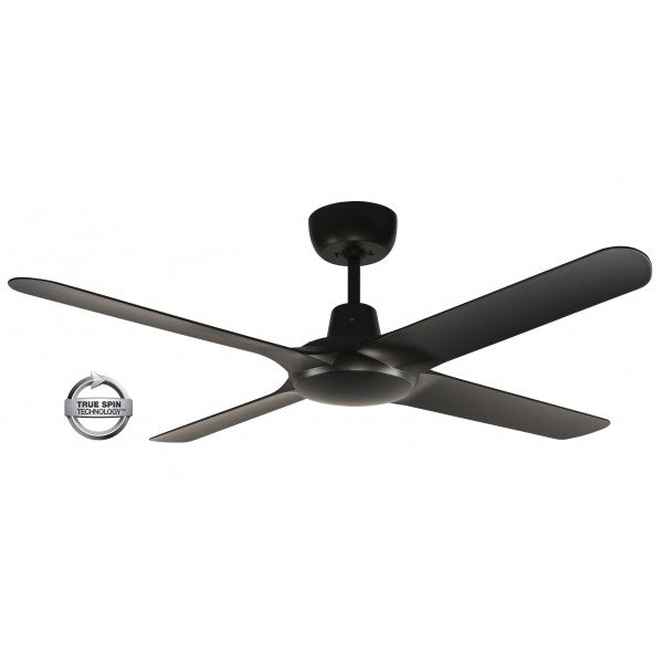 SPYDA - 50"/1250mm Fully Moulded PC Composite 4 Blade Ceiling Fan in Matte Black - Indoor/Outdoor/Coastal (not light adaptable)  - SPY1254BL