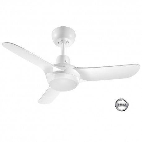 Spyda 900mm Fully Moulded Polycarbonate Composite 3 Blade Ceiling Fan True Spin Technology motor 20 watt Tri colour SPY903WH-L     dimmable LED light