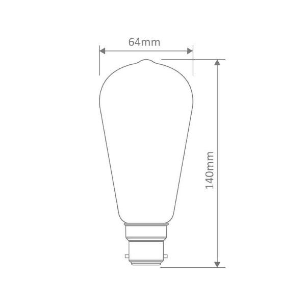 25W Vintage ST64 Carbon filament lamp B22 2700K Warm White - LUS60008