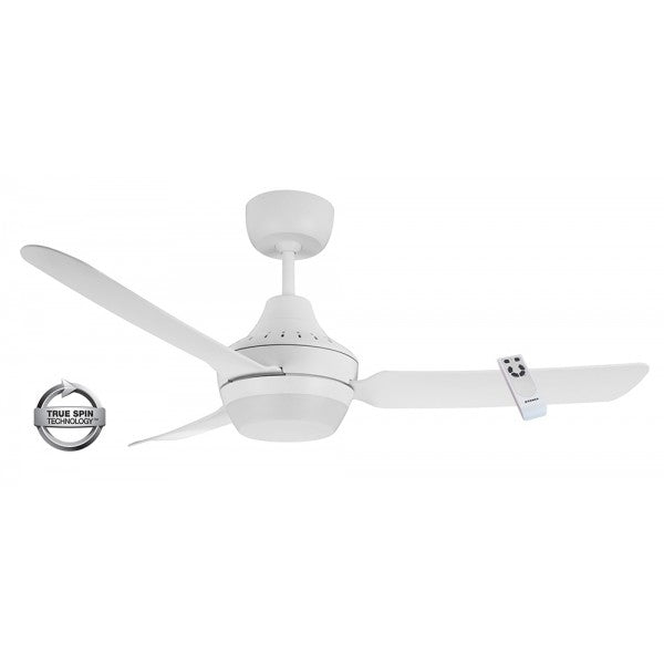 STANZA - 48"/1220mm Glass Fibre Composite 3 Blade Ceiling Fan with 2x B22 Lamp Holder and Remote - White - Indoor/Covered Outdoor  - STA1203WH-LR