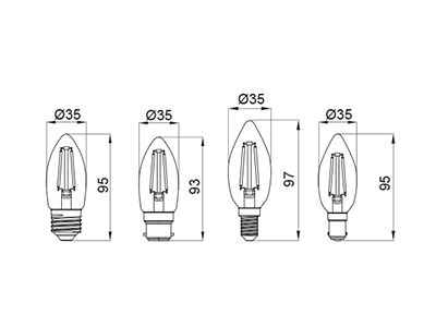 SupValue C35 Candle Clear Filament Vintage Globe Dimmable 2700K B22 - 122158A