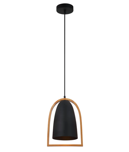 SWING SERIES INFRONT PENDENT ES 60W Black Iron + Wood SWING6 Cla Lighting