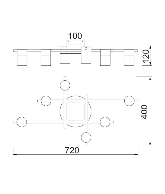 Interior Spot Ceiling 6 Lights with Adjustable Heads TACHE9