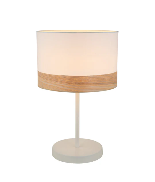 TAMBURA Black Cloth Shade With Blonde Wood Trim Medium Table Lamp - TAMBURA09TL