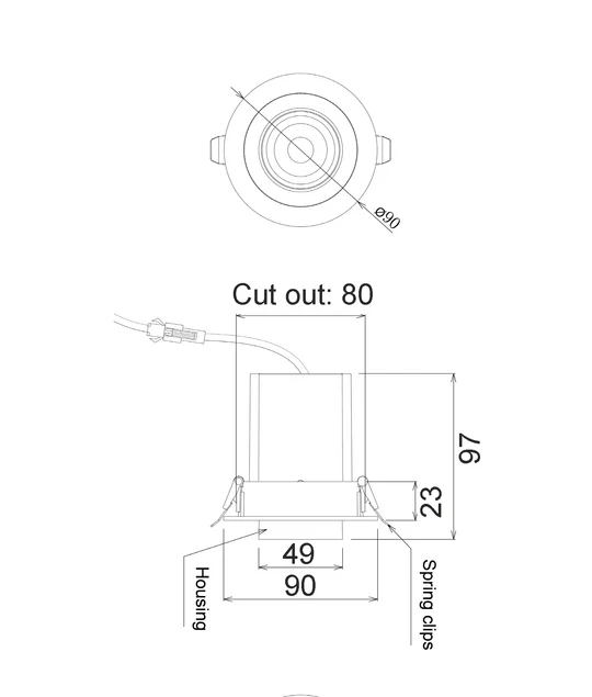 LED Recessed Spot Downlight Retractable Plate TELEPLATE1