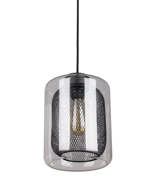 PENDANT ES 40W BLK Mesh Internal / CLR Glass  Oblong TONO1 Cla Lighting